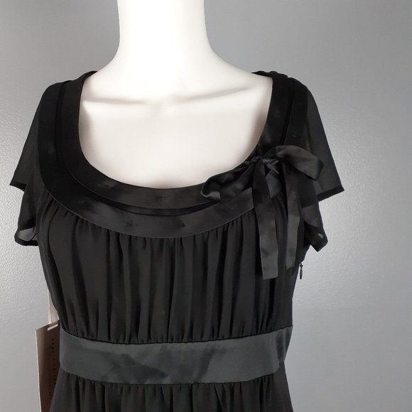 Esprit Collection Shift Dress Women's Size 8 Black Lined Ruched Bodice - Picture 2 of 7